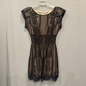 Pinky Black and Cream Lace Dress